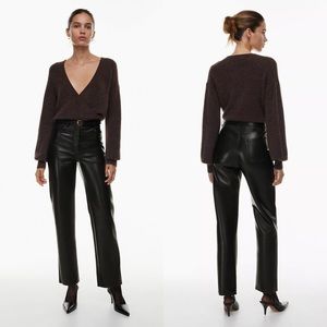 Wilfred Melina Pant Black Vegan Leather Full Length Straight Leg High Rise 8